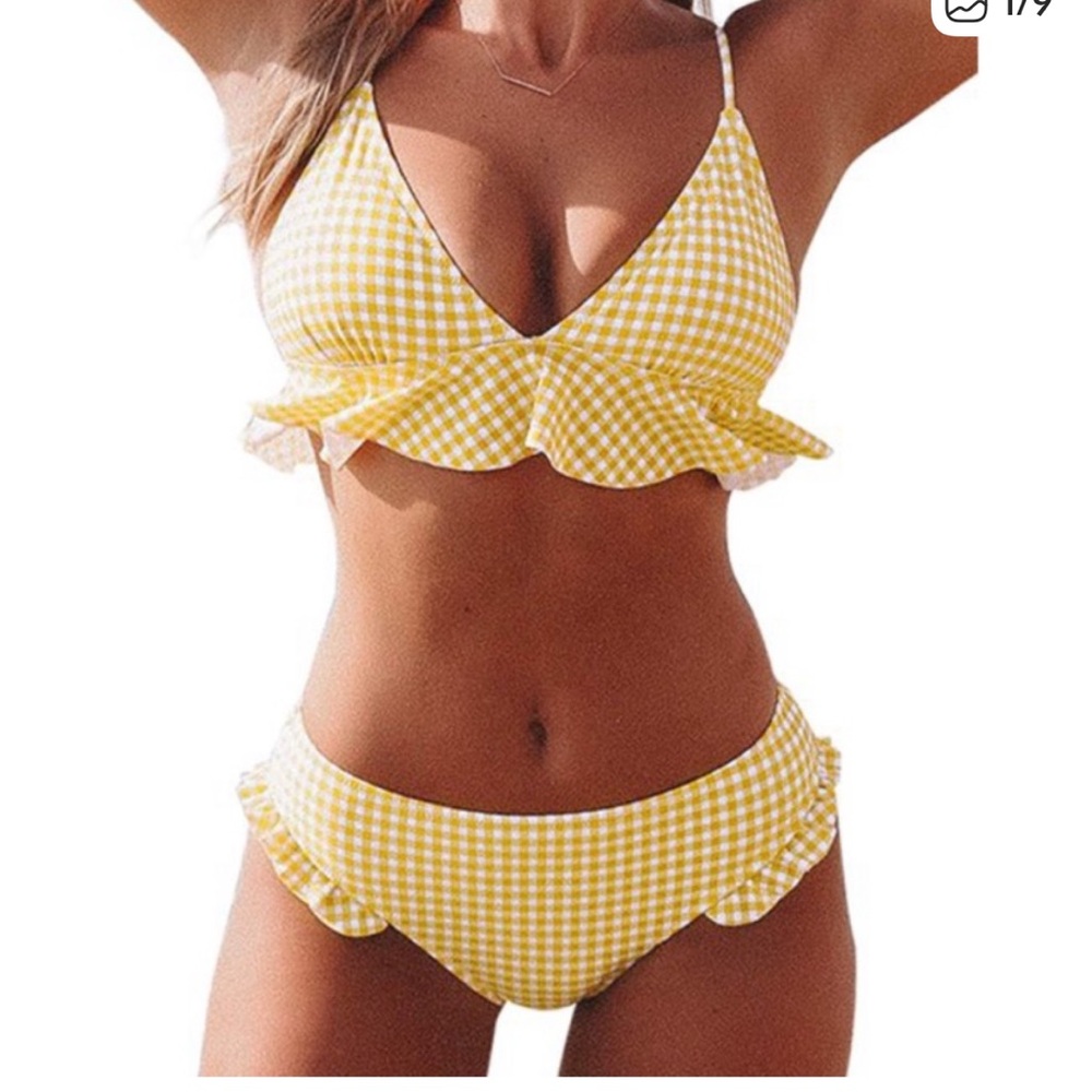 Cupshe Yellow Gingham Bikini